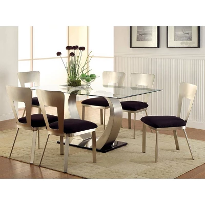 7pc Langton Dining Set W/Rectangular Back Chairs Silver/Black - HOMES: Inside + Out