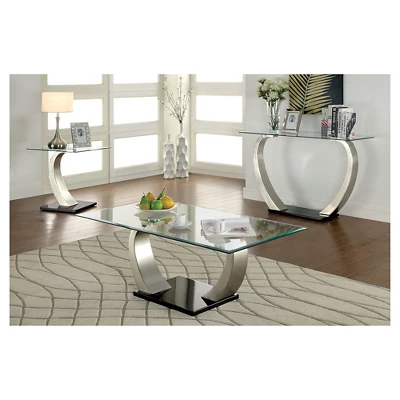 Sylvie Modern Curved Glass Top Sofa Table Silver/Black - HOMES: Inside + Out - Image 2
