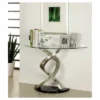Kelsi Modern Twisting Glass Top Sofa Table Satin Plated/Black - HOMES: Inside + Out
