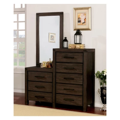 Simones Rustic 8 Drawer Dresser And Mirror Wire-Brushed Rustic Brown - HOMES: Inside + Out