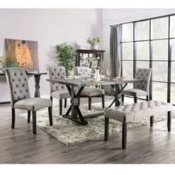 6pc Hepburn Dining Set Antique Black/Light Gray - HOMES: Inside + Out