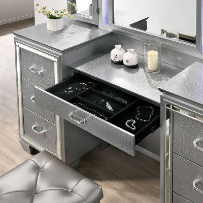 2pc Mallery Vanity Set With Stool Silver - HOMES: Inside + Out - Image 7