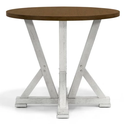 41" Naxti Rustic Round Counter Height Table Light Oak/Antique White - HOMES: Inside + Out - Image 2