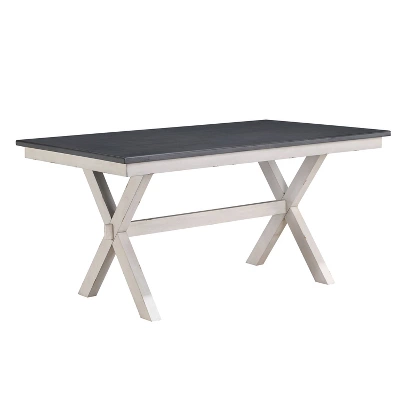 6pc Arga Solid Wood Dining Set Gray/Antique White - HOMES: Inside + Out - Image 2