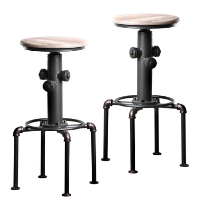 3pc Regalla Industrial Bar Height Dining Table Set Antique Black/Natural Tone - HOMES: Inside + Out - Image 6