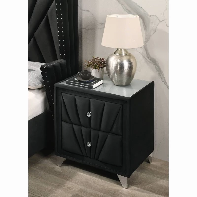 Puma 2 Drawer Upholstered Nightstand Black - HOMES: Inside + Out - Image 2