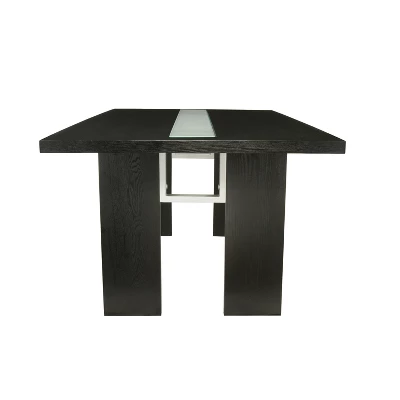 7pc Stevenson Glass Insert Open Shelf W/Led Lights Dining Table Set Black - HOMES: Inside + Out - Image 3