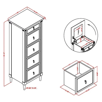 Magg 4 Drawer Jewelry Chest With Flip Up Mirror Antique White/Antique Gray Two Tone - HOMES: Inside + Out - Image 11