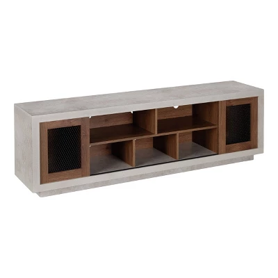 Valla Industrial TV Stand For TVs Up To 70" Distressed Walnut/Cement - HOMES: Inside + Out - Image 2