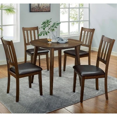 5pc Hedgecrow Padded Seat Round Dining Table Set Dark Brown - HOMES: Inside + Out
