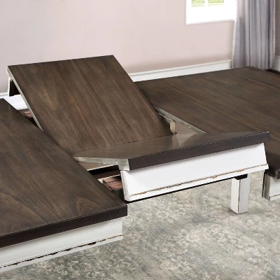 78" Redmond Butterfly Leaf Dining Table Weathered White/Dark Walnut - HOMES: Inside + Out - Image 2