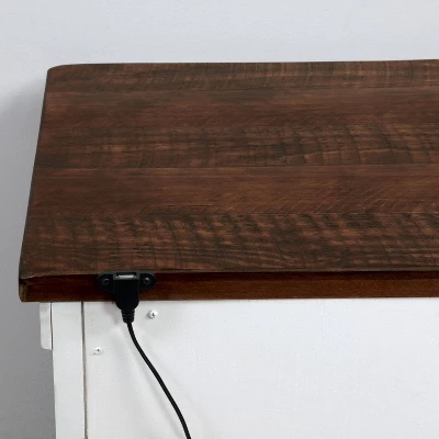 3pc Willow Rustic Bedroom Set With 2 Nightstands Distressed White/Walnut - HOMES: Inside + Out - Image 7