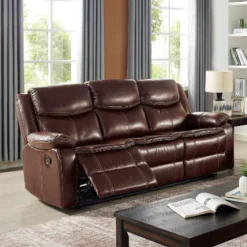 Prestwick Plush Armrests Sofa With 2 Recliner Brown - HOMES: Inside + Out