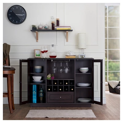 Candie Modern Multi-Storage Dining Buffet With Glass Cabinets Espresso - HOMES: Inside + Out - Image 2
