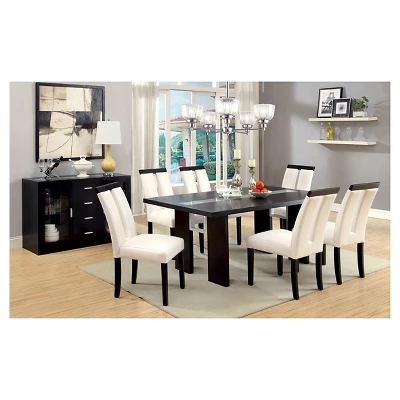 Stevenson Glass Insert Open Shelf W/Led Lights Dining Table Black - HOMES: Inside + Out - Image 4