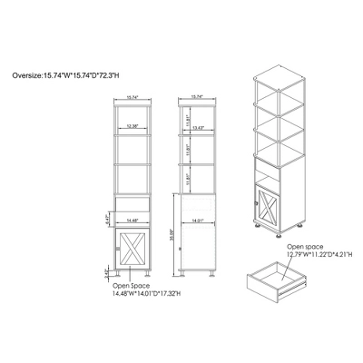 2pc Clander TV Stand And Bookcase Tower Set Vintage Gray Oak - HOMES: Inside + Out - Image 17