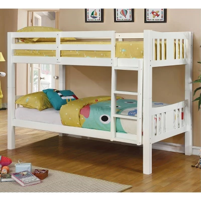 HOMES: Inside + Out Twin Over Twin Kids' Clare Bunk Bed White - IoHOMES