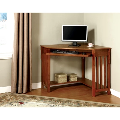 Mezas Mission Style Corner Computer Desk Oak - HOMES: Inside + Out - Image 2
