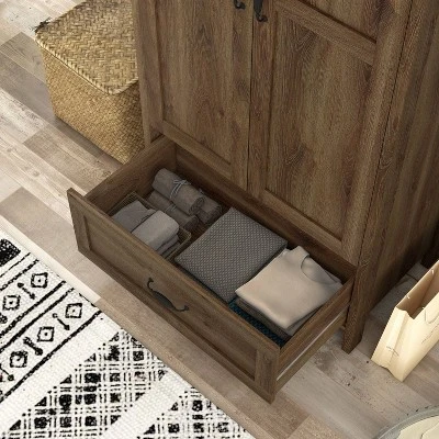 Nurembo 1 Drawer Wardrobe Closet Distressed Walnut - HOMES: Inside + Out - Image 6