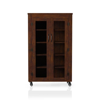 Mayab Industrial 5 Shelves Mobile Cabinet Vintage Walnut - HOMES: Inside + Out - Image 3