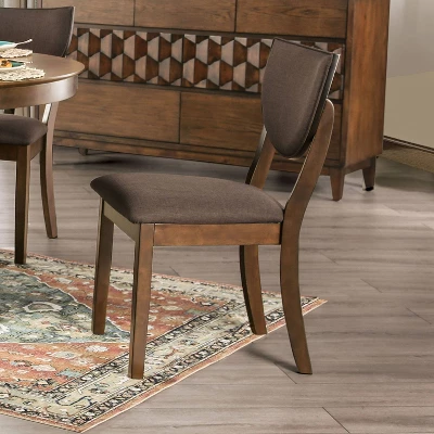 5pc Raven Transitional Round Dining Table Set Walnut/Dark Chocolate - HOMES: Inside + Out - Image 3