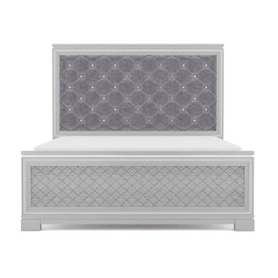 Tenaya Glam Bed With Button Tufted Headboard Silver - HOMES: Inside + Out - Image 4