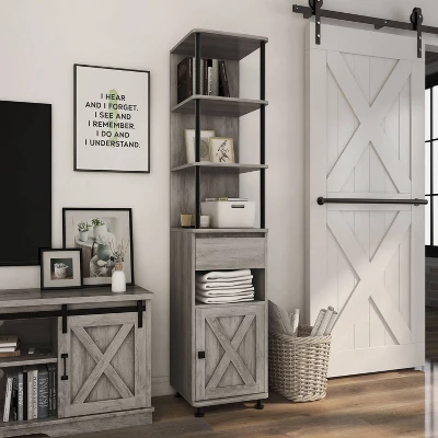 72.3" Clander Multiple Storage Bookcase Vintage Gray Oak - HOMES: Inside + Out - Image 2