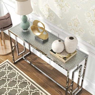 Marcha Glam Rectangle Sofa Table Chrome - HOMES: Inside + Out - Image 3