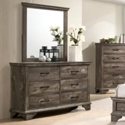 2pc Jacobia 6 Drawer Dresser And Mirror Set Gray - HOMES: Inside + Out