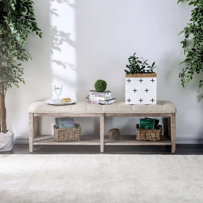 Wixam Tufted Bench Beige/Brown - HOMES: Inside + Out - Image 2