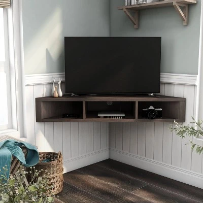 Tybo Open Shelves Corner Floating Console Fits Tv's Up To 50" - HOMES: Inside + Out