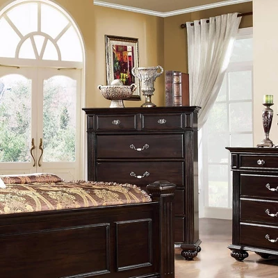 3pc California King Pennings Traditional Bed Set And Nightstand With Chest Dark Walnut - HOMES: Inside + Out - Image 3