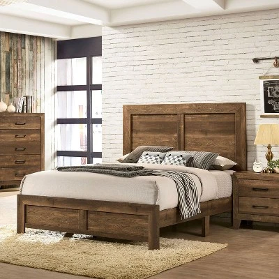 3pc Queen Quail Bedroom Set With 2 Nightstands Rustic Light Walnut - HOMES: Inside + Out - Image 4