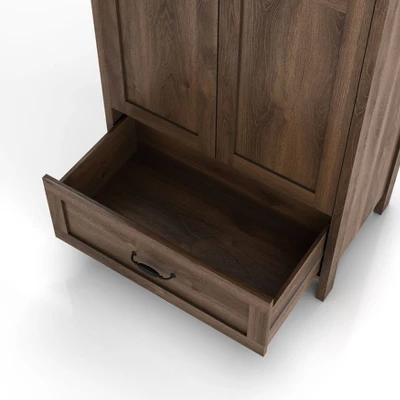 Nurembo 1 Drawer Wardrobe Closet Distressed Walnut - HOMES: Inside + Out - Image 11