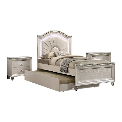 3pc Fosset Bedroom Set With 2 Nightstands Pearl White - HOMES: Inside + Out - Image 3