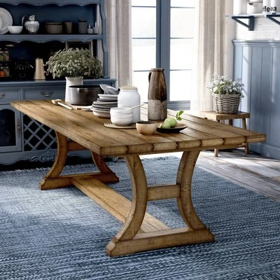Shelia Solid Pine Wood Dining Table Rustic Pine - HOMES: Inside + Out - Image 3