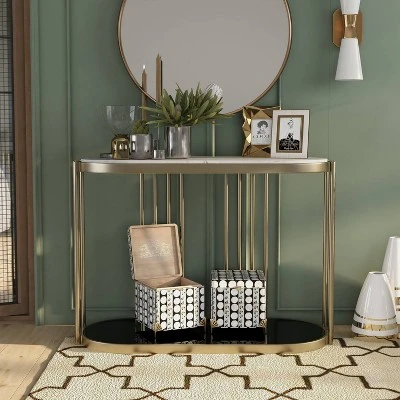 Solstice Glam Entryway Table Antique Brass - HOMES: Inside + Out - Image 4