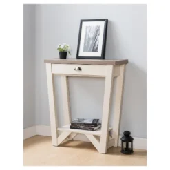 Risa Contemporary 1 Drawer Console Table Ivory /Light Oak - HOMES: Inside + Out