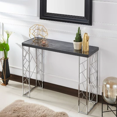 Sbragia Geometric Metal Legs Console Table Faux Marble - HOMES: Inside + Out - Image 3
