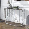 Oakmonte Mirrored Semi Circle Sofa Table Chrome - HOMES: Inside + Out
